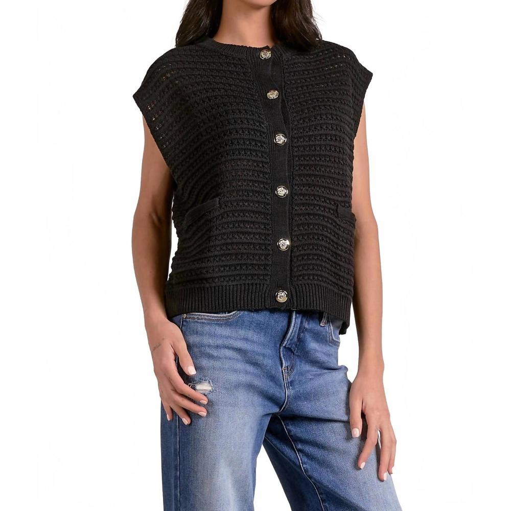 NEW ELAN stevie sweater vest in black